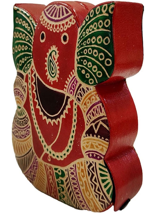 MaatirDesigns Ganesha Leather Piggy Bank - Stylish Money Saving Box for Adults, Kids, Home & Office Décor (Red) - Image 4